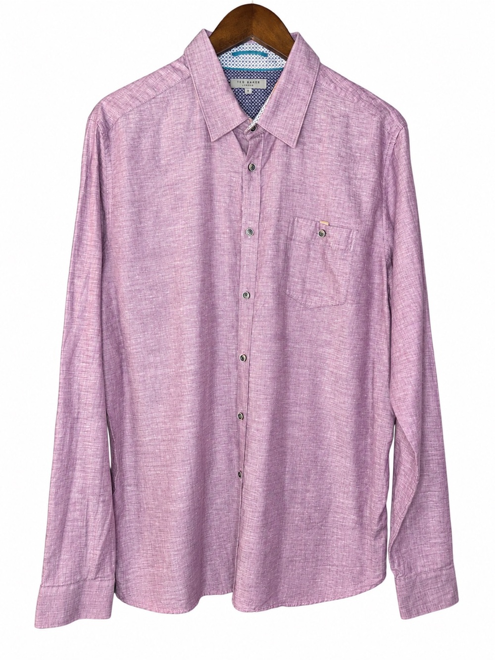 Ted Baker London Linen Cotton Shirt XXL 6 Lavender Purple Long Sleeve